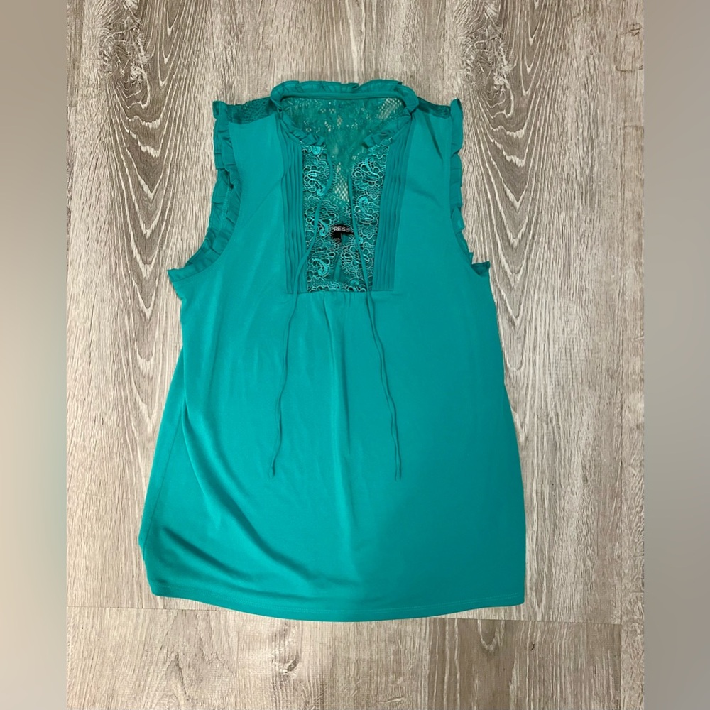 Express Blouse with Lace Inset - Green